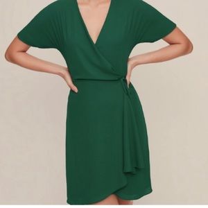 Aritzia Babaton Wallace full wrap dress khaki green, brand new w tag never worn
